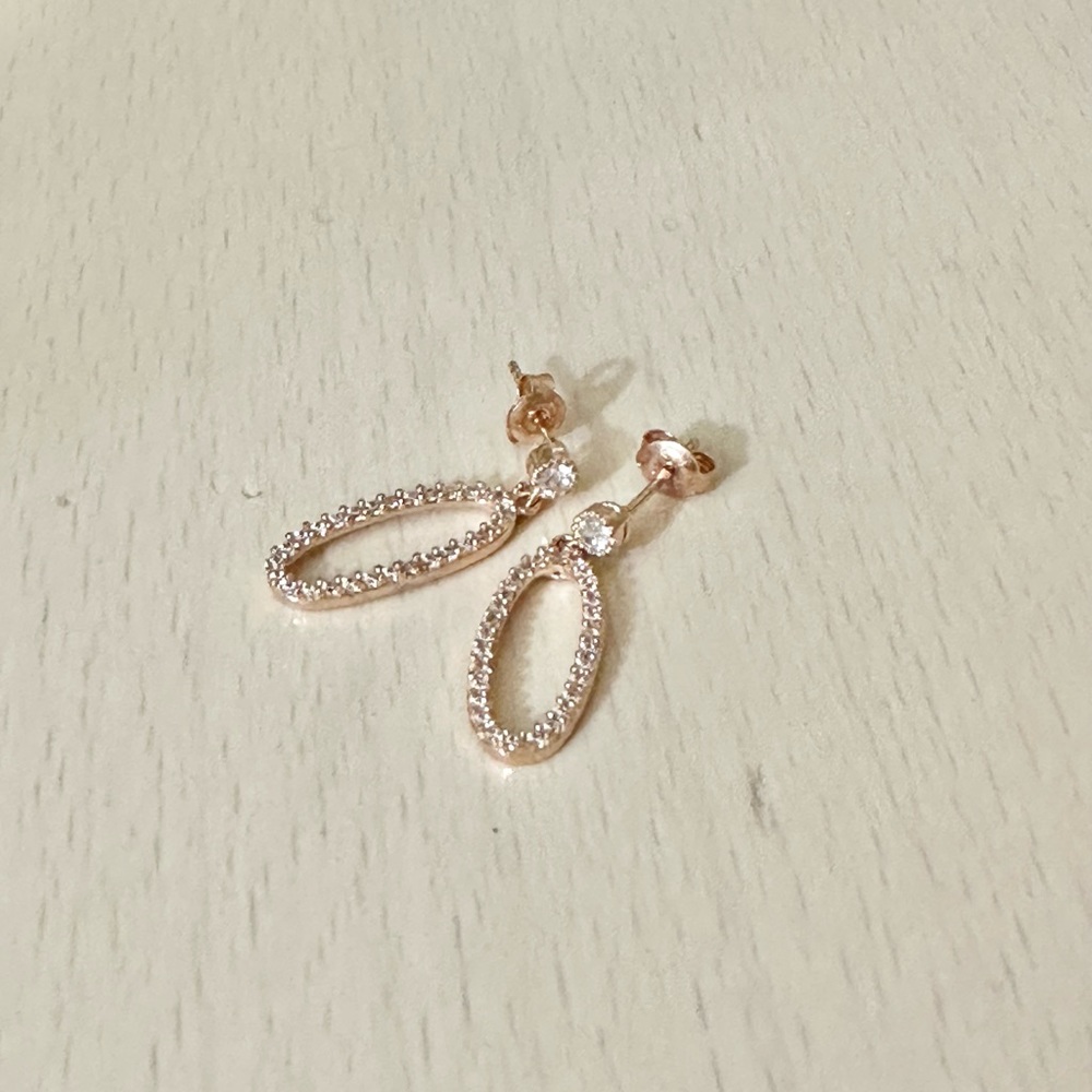 925 Sterling Silver Rose Gold Mini Dangle Earrings